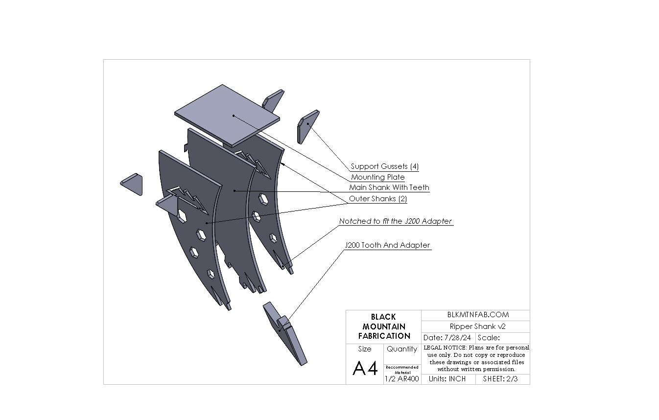 Mini Excavator Ripper V2 Digital Cut File